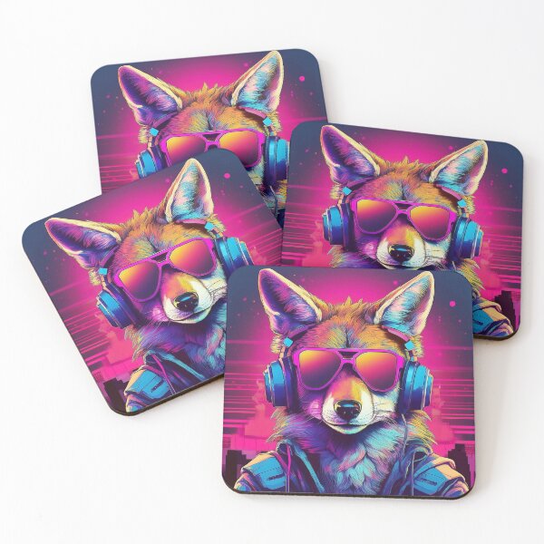 Item preview, Coyote in Headphones and Shades Synthwave  designed and sold by Boxing Kangaroo Retail Company.