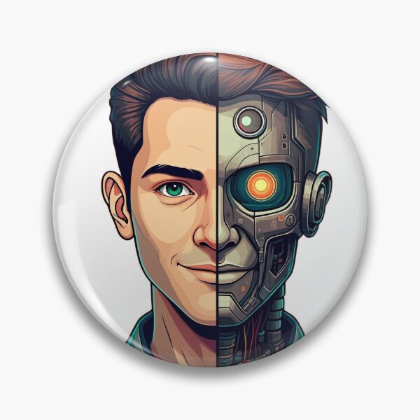 Item preview, Half Human Half Cyborg Futuristic Illustration - Unique Sci-Fi Design designed and sold by ashrafzain.