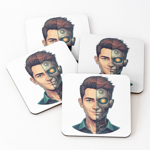 Item preview, Half Human Half Cyborg Futuristic Illustration - Unique Sci-Fi Design designed and sold by ashrafzain.