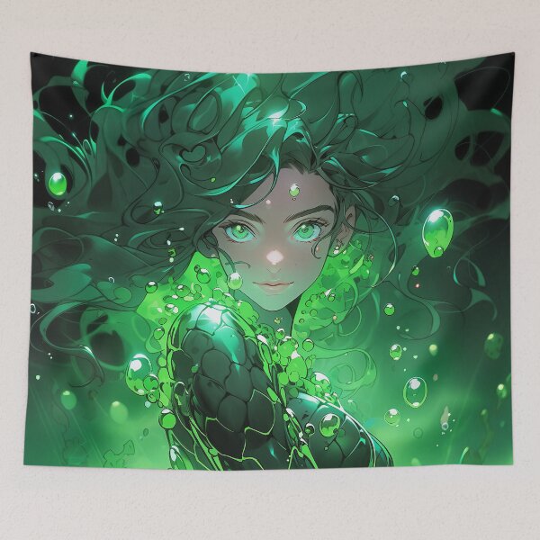 Item preview, Elegant Emerald Bubbles Anime Girl designed and sold by bubblegoth.