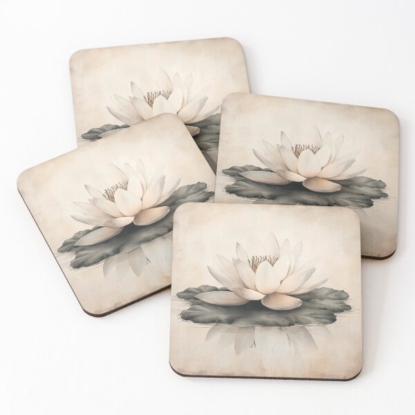 Item preview, lotus flower blooming on still water designed and sold by SetMyHeart.