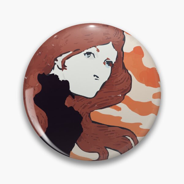 Item preview, Vitrioleuse Red Hair Lady Sticker – Eugène Samuel Grasset Public Domain Art Collage designed and sold by QuteStuffHere.