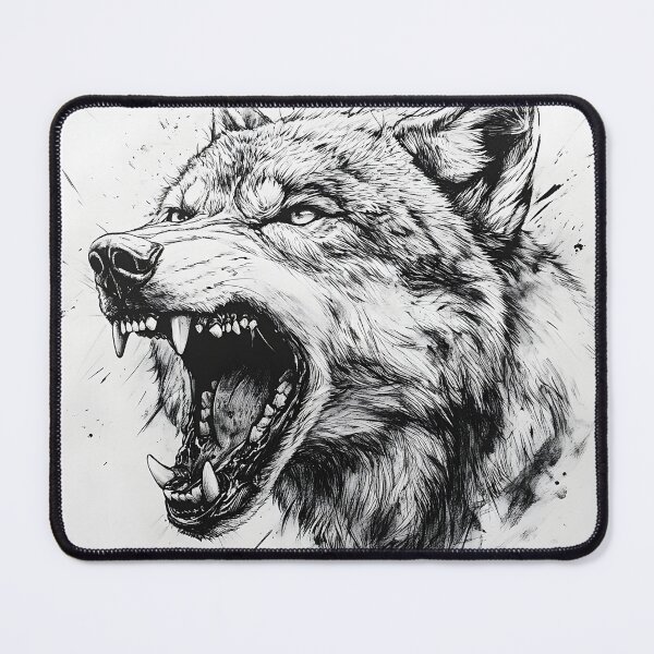 Item preview, Black and white Wolf pencil drawing designed and sold by Pencil-Art.
