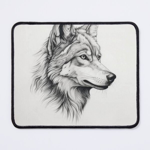 Item preview, Black and white Wolf pencil drawing designed and sold by Pencil-Art.