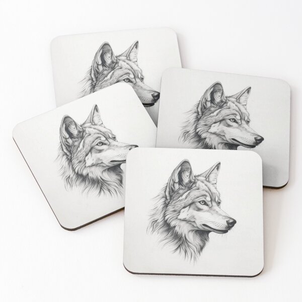 Item preview, Black and white Wolf pencil drawing  designed and sold by Pencil-Art.