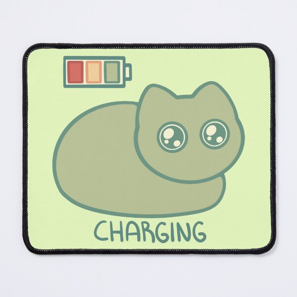 Item preview, Kawaii Green Battery Charging Cat designed and sold by Xiaolan's Art.