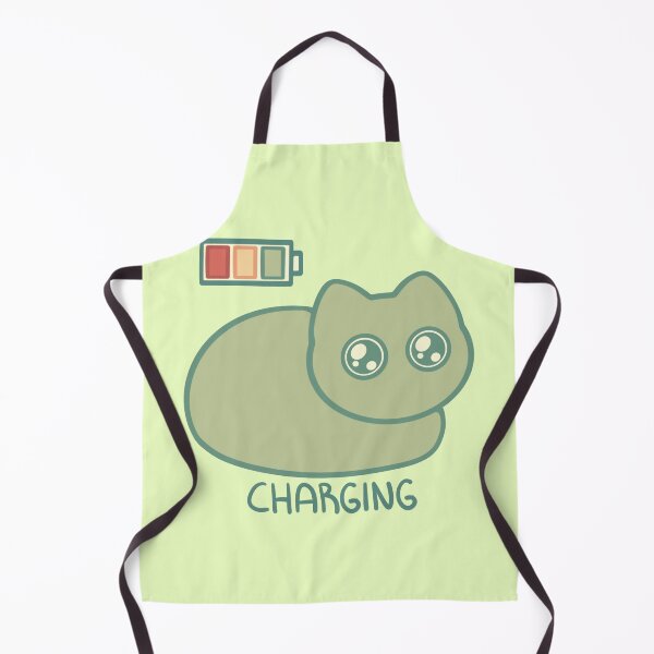 Item preview, Kawaii Green Battery Charging Cat designed and sold by Xiaolan's Art.