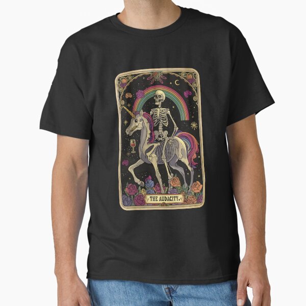 Vista previa del artículo con la obra «Carta del Tarot divertida "La Audacia" con esqueleto», diseñado y vendido por FlawlessSeams.