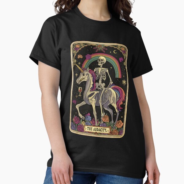 Vista previa del artículo con la obra «Carta del Tarot divertida "La Audacia" con esqueleto», diseñado y vendido por FlawlessSeams.