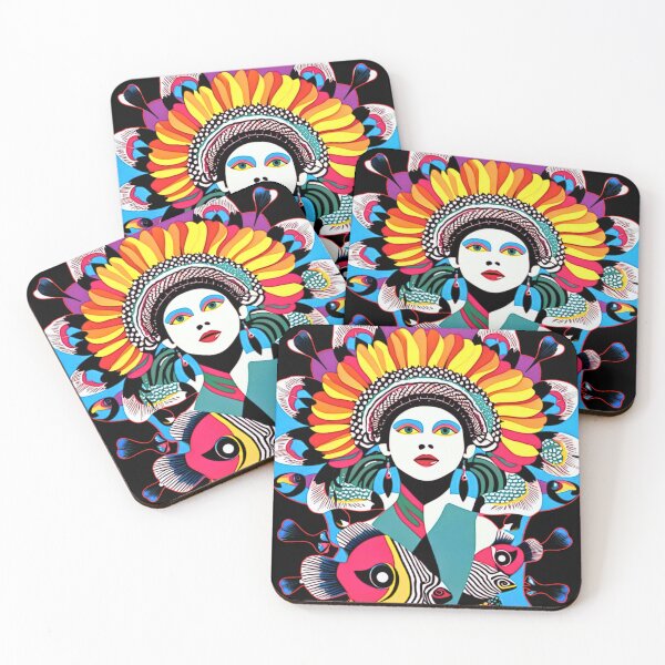 Item preview, girl with colorful fish designed and sold by diulid.