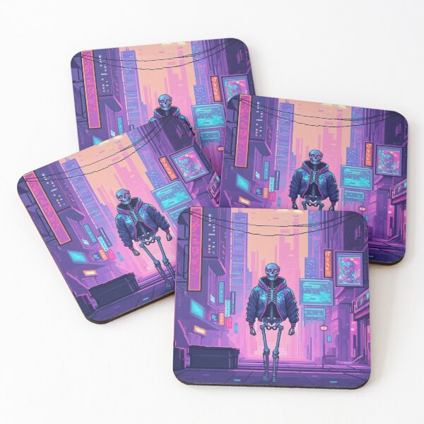 Item preview, Cyberpunk Skeleton Art - Neon Futuristic Cityscape Design designed and sold by ashrafzain.