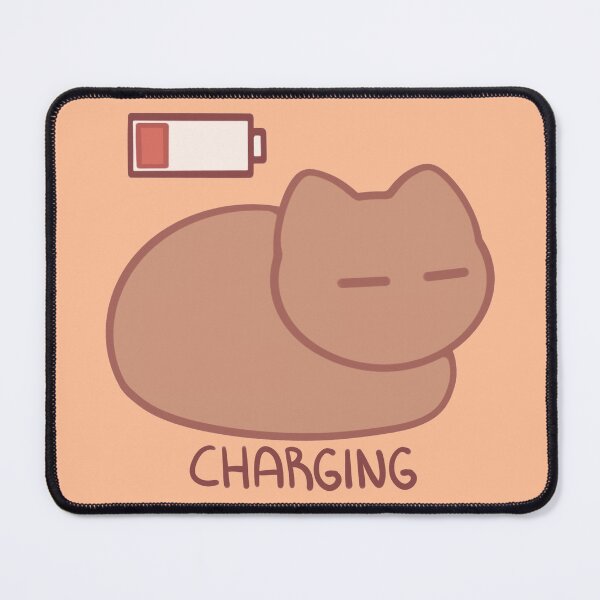 Item preview, Kawaii Red Battery Charging Cat designed and sold by Xiaolan's Art.