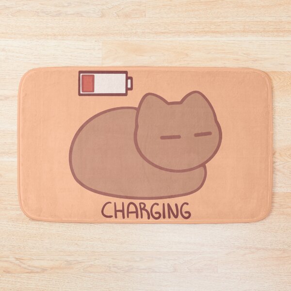 Item preview, Kawaii Red Battery Charging Cat designed and sold by Xiaolan's Art.