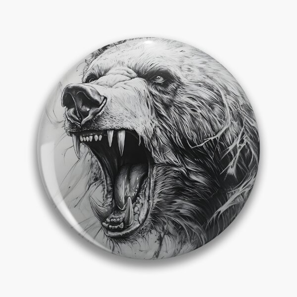 Item preview, Black and White Grizzly bear pencil drawing designed and sold by Pencil-Art.