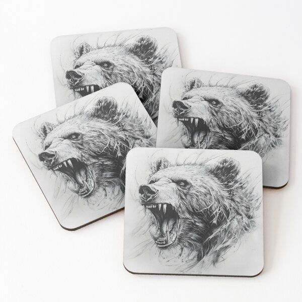Item preview, Black and White Grizzly bear pencil drawing designed and sold by Pencil-Art.