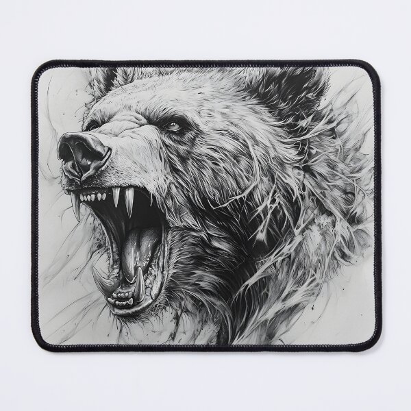 Item preview, Black and White Grizzly bear pencil drawing designed and sold by Pencil-Art.