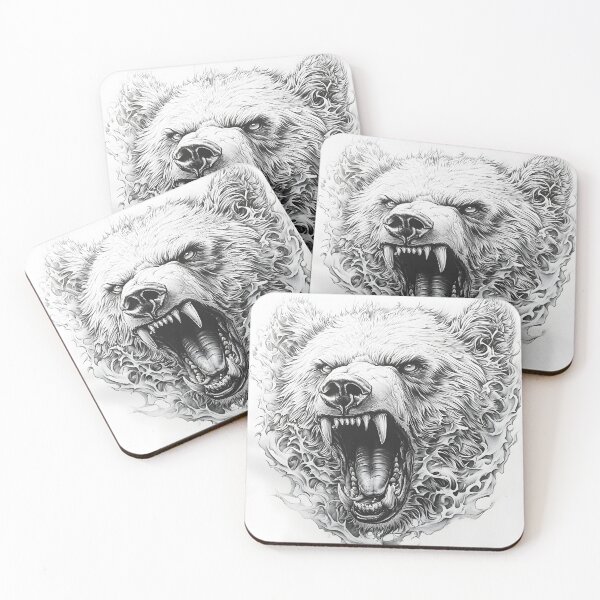 Item preview, Black and White Grizzly bear pencil drawing designed and sold by Pencil-Art.