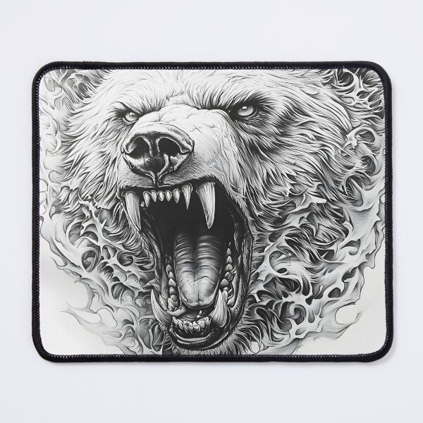 Item preview, Black and White Grizzly bear pencil drawing designed and sold by Pencil-Art.