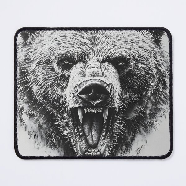 Item preview, Black and White Grizzly bear pencil drawing designed and sold by Pencil-Art.