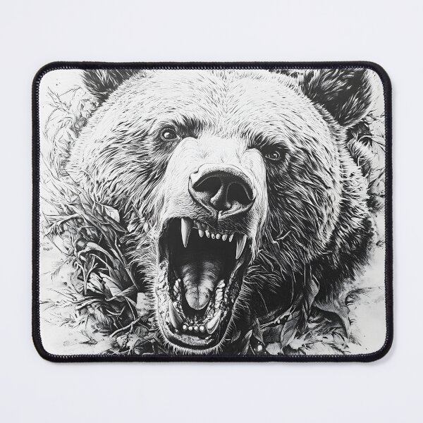 Item preview, Black and White Grizzly bear pencil drawing designed and sold by Pencil-Art.