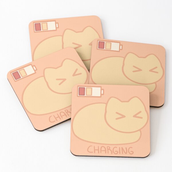Item preview, Kawaii Yellow Battery Charging Cat designed and sold by Xiaolan's Art.