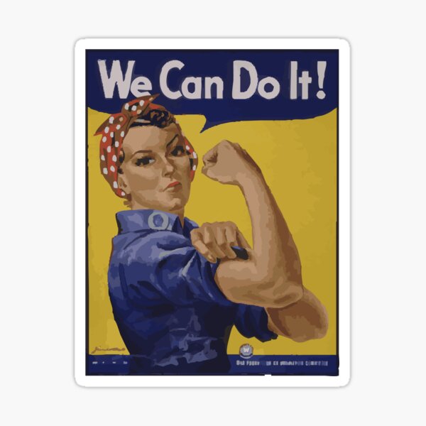 Item preview, We Can Do It! Woman Showing Muscle Sticker – Vintage Public Domain Art designed and sold by QuteStuffHere.
