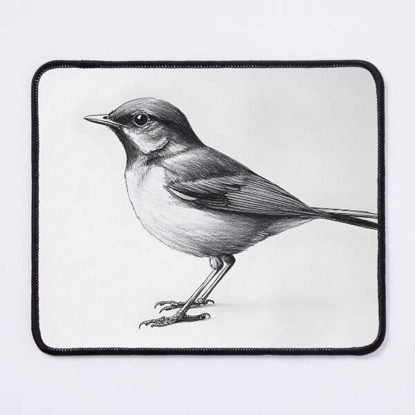 Item preview, Black and White Bird Pencil Drawing designed and sold by Pencil-Art.