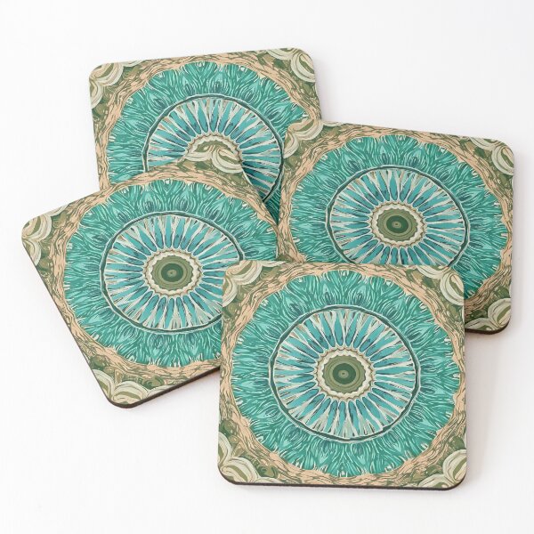 Item preview, Teal and Beige Mandala-Inspired Design designed and sold by DigitalGemArt.