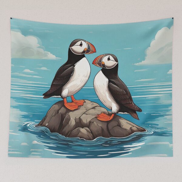 Item preview, Two Puffins on a Rock Together designed and sold by katelizspra.