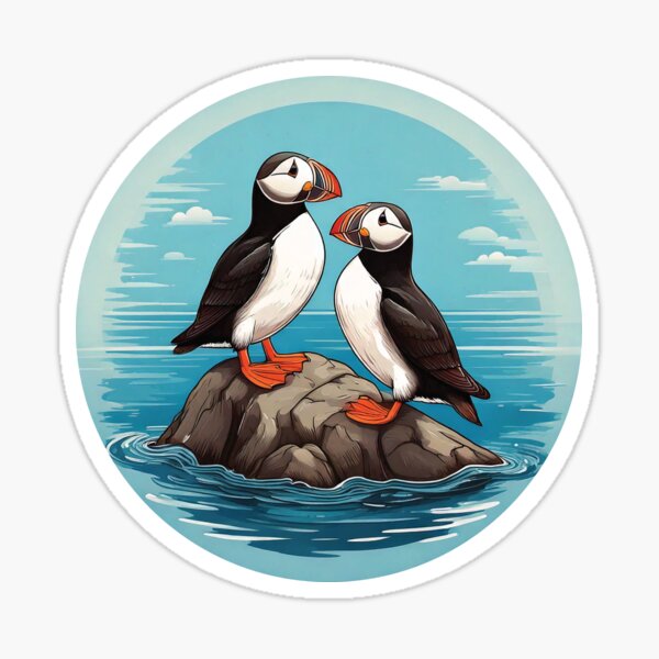 Item preview, Two Puffins on a Rock Together designed and sold by katelizspra.