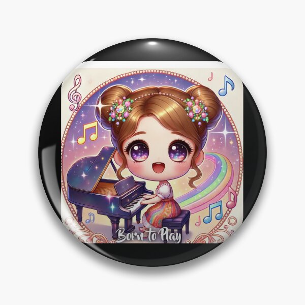 Item preview, Born to Play Piano - Chibi Girl Design designed and sold by MySheetMusicArt.