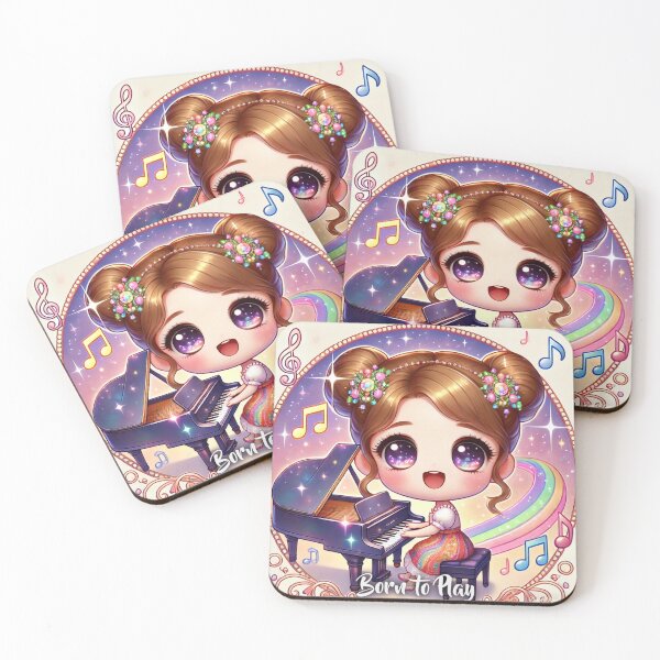 Item preview, Born to Play Piano - Chibi Girl Design designed and sold by MySheetMusicArt.