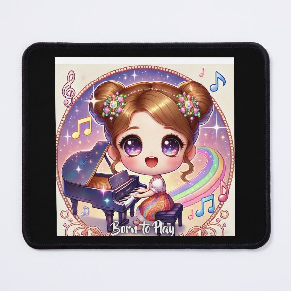 Item preview, Born to Play Piano - Chibi Girl Design designed and sold by MySheetMusicArt.