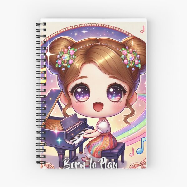 Item preview, Born to Play Piano - Chibi Girl Design designed and sold by MySheetMusicArt.