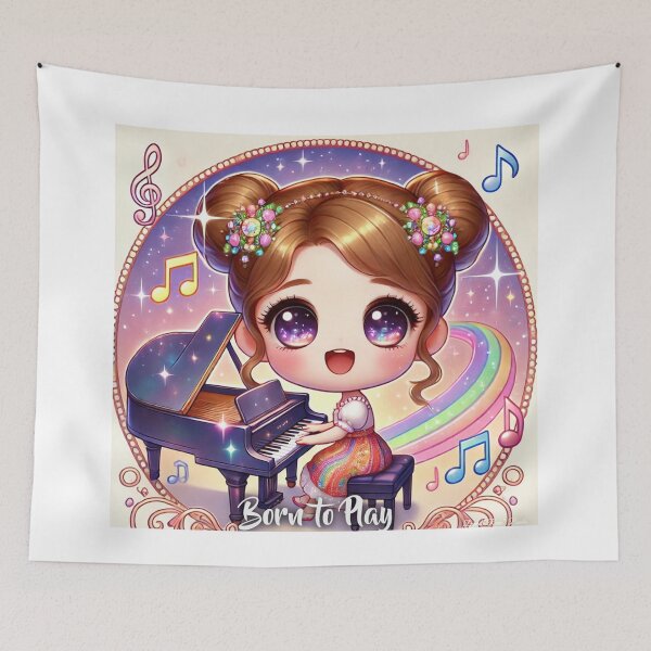 Item preview, Born to Play Piano - Chibi Girl Design designed and sold by MySheetMusicArt.