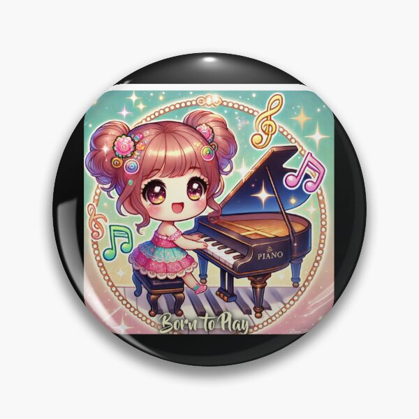 Item preview, Born to Play Piano - Adorable Chibi Girl designed and sold by MySheetMusicArt.