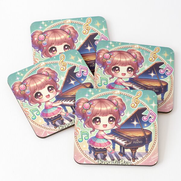 Item preview, Born to Play Piano - Adorable Chibi Girl designed and sold by MySheetMusicArt.