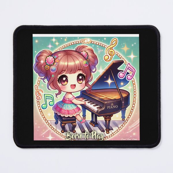 Item preview, Born to Play Piano - Adorable Chibi Girl designed and sold by MySheetMusicArt.