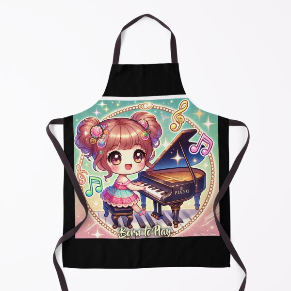 Item preview, Born to Play Piano - Adorable Chibi Girl designed and sold by MySheetMusicArt.