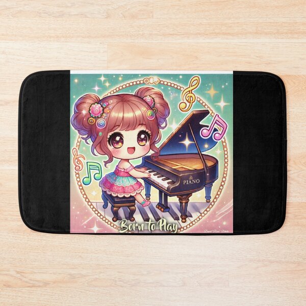 Item preview, Born to Play Piano - Adorable Chibi Girl designed and sold by MySheetMusicArt.