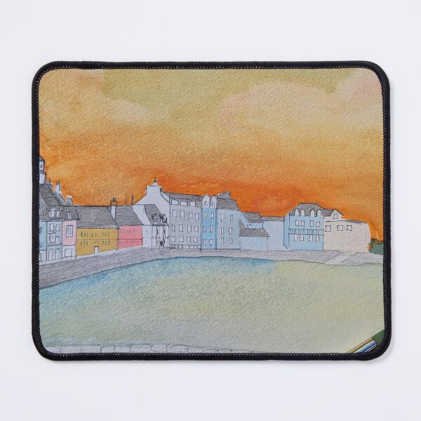 Item preview, Watercolour view from the harbour on Belle Ile, of the coast of France designed and sold by georginabrooke.