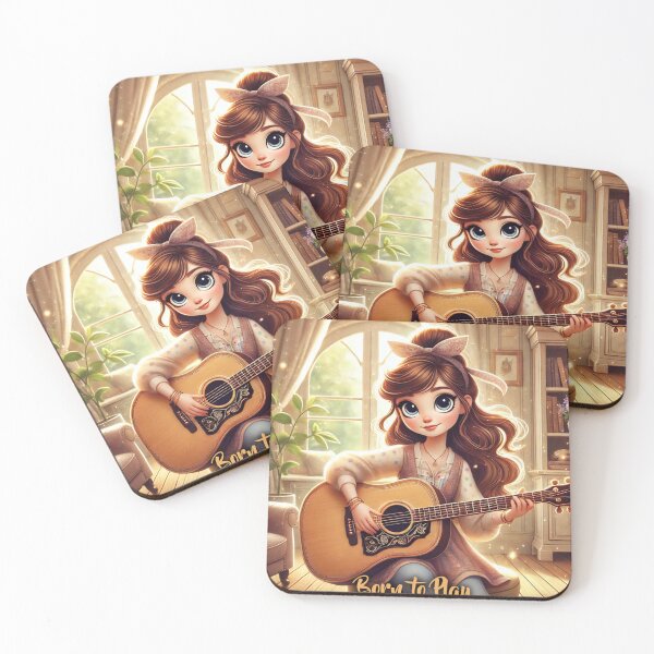 Item preview, Born to Play Guitar - Cozy Chibi Girl Design designed and sold by MySheetMusicArt.
