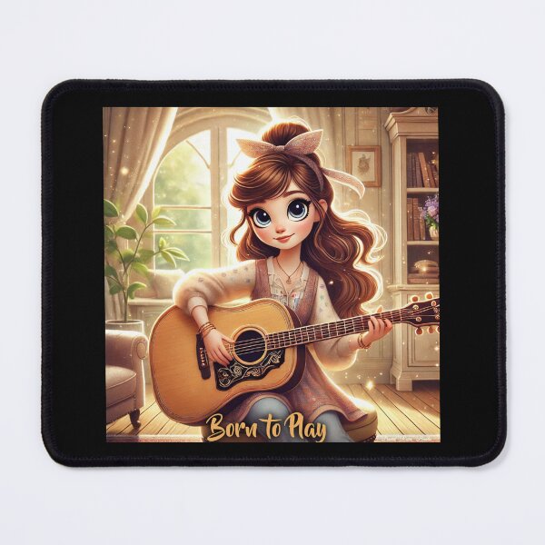 Item preview, Born to Play Guitar - Cozy Chibi Girl Design designed and sold by MySheetMusicArt.