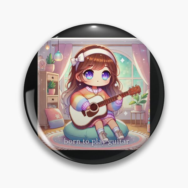 Item preview, Born to Play Guitar - Cute Chibi Girl Artwork designed and sold by MySheetMusicArt.