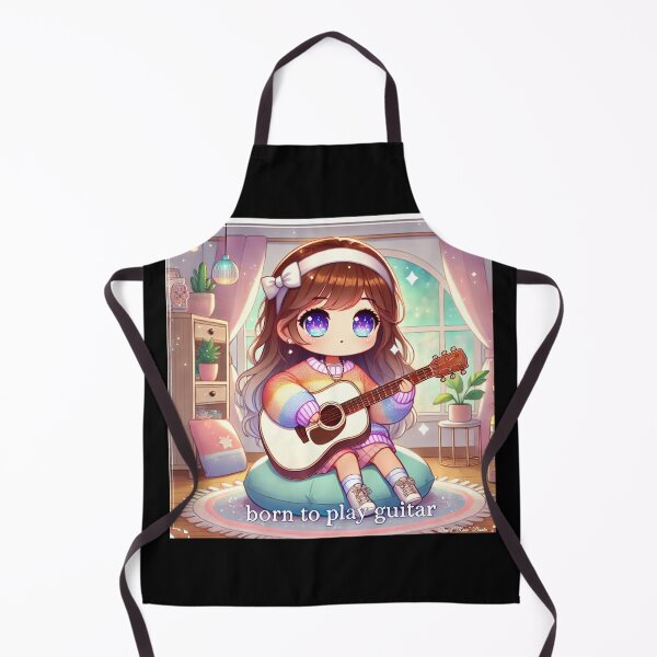 Item preview, Born to Play Guitar - Cute Chibi Girl Artwork designed and sold by MySheetMusicArt.