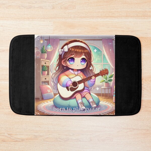 Item preview, Born to Play Guitar - Cute Chibi Girl Artwork designed and sold by MySheetMusicArt.
