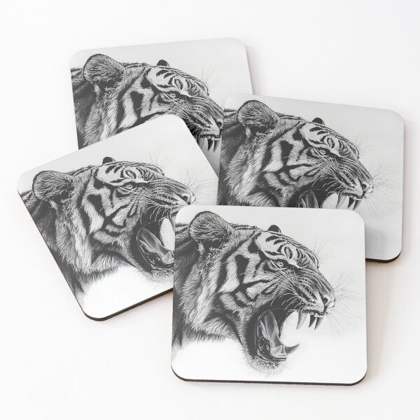 Item preview, Black and white Tiger pencil drawing designed and sold by Pencil-Art.