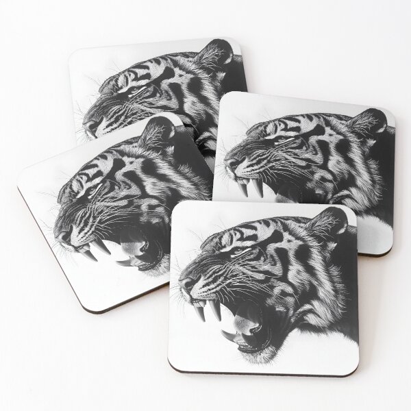 Item preview, Black and white Tiger pencil drawing designed and sold by Pencil-Art.