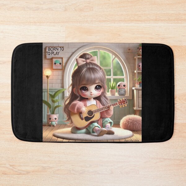 Item preview, Born to Play Guitar - 3D Chibi Girl Design designed and sold by MySheetMusicArt.