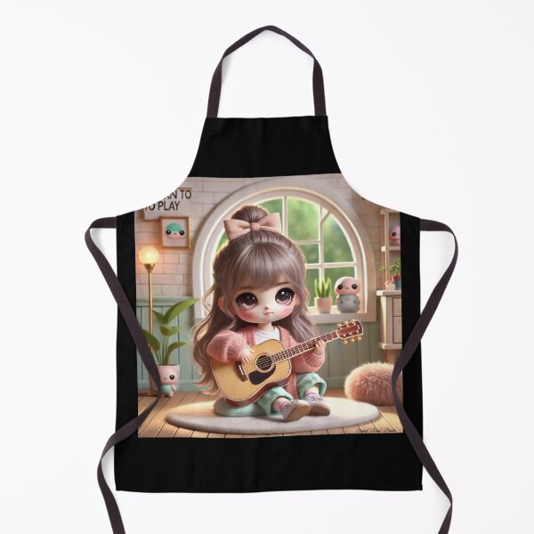 Item preview, Born to Play Guitar - 3D Chibi Girl Design designed and sold by MySheetMusicArt.
